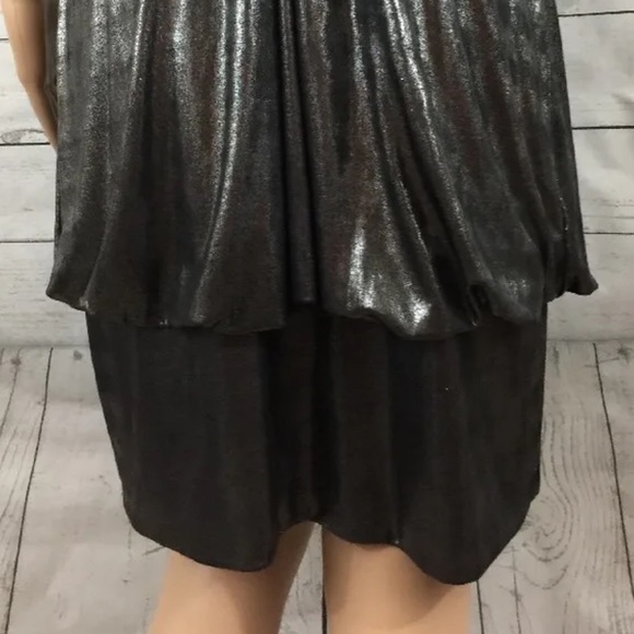 ABS Allen Schwartz Collection Dress Shimmery Metallic Silver Pewter - Picture 11 of 12